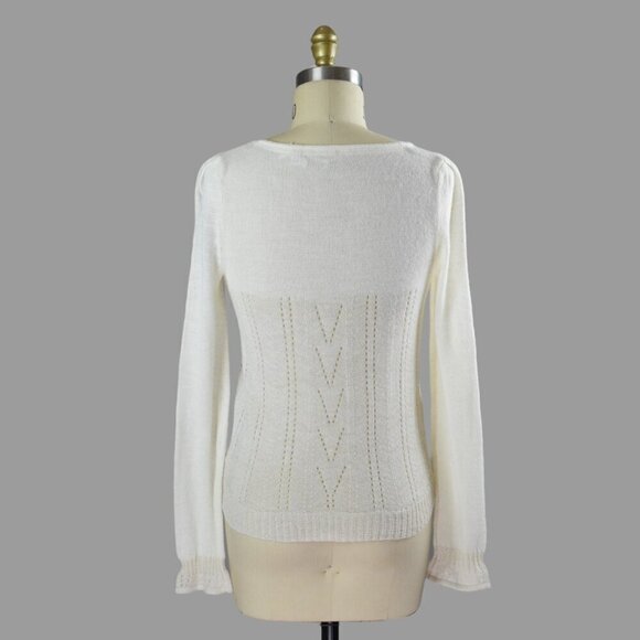 KNITTED & KNOTTED IVORY SHIMMER PALETTE CARDIGAN SWEATER - Picture 6 of 9
